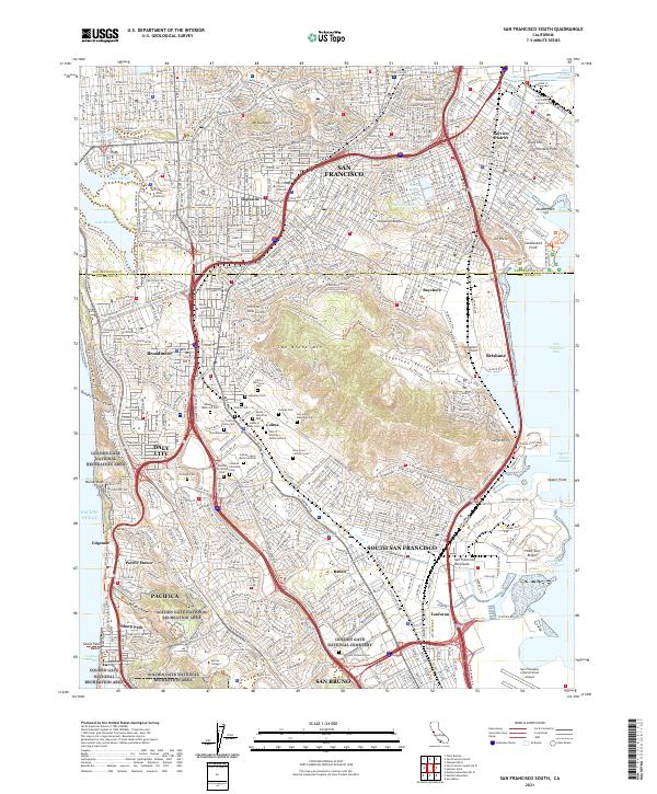 US Topo 7.5-minute map for San Francisco South CA