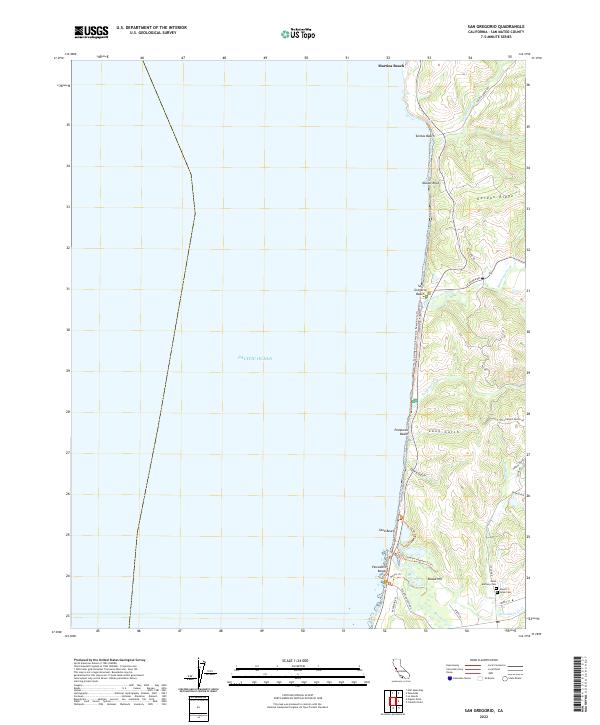 US Topo 7.5-minute map for San Gregorio CA