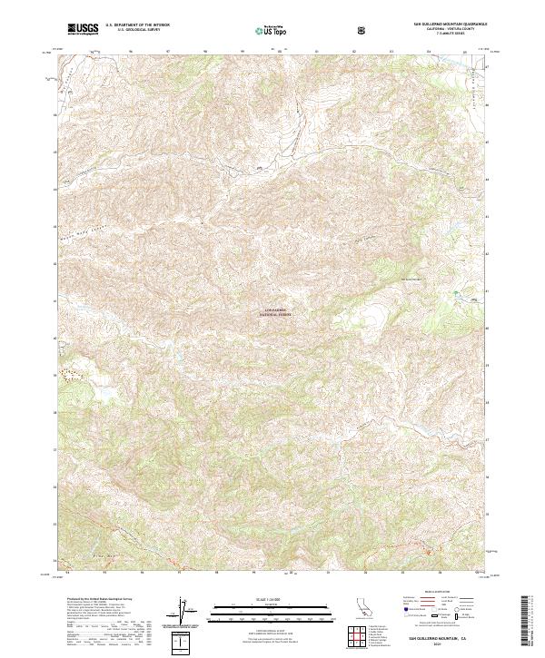 US Topo 7.5-minute map for San Guillermo Mountain CA