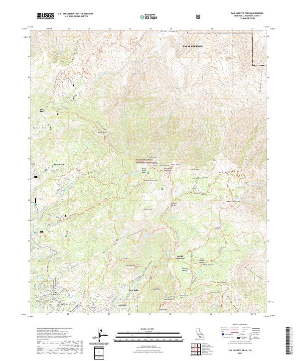 US Topo 7.5-minute map for San Jacinto Peak CA