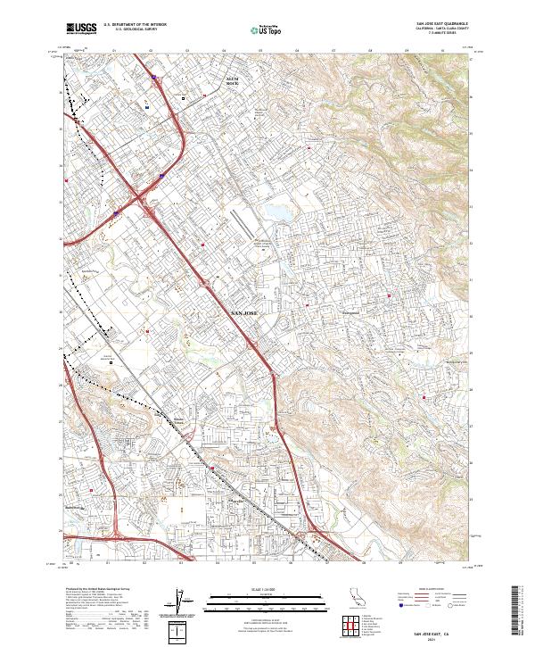 US Topo 7.5-minute map for San Jose East CA