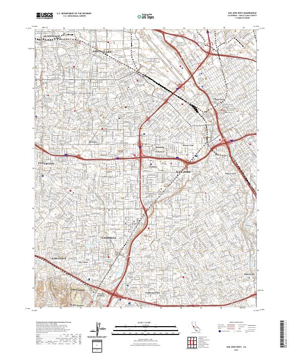 US Topo 7.5-minute map for San Jose West CA