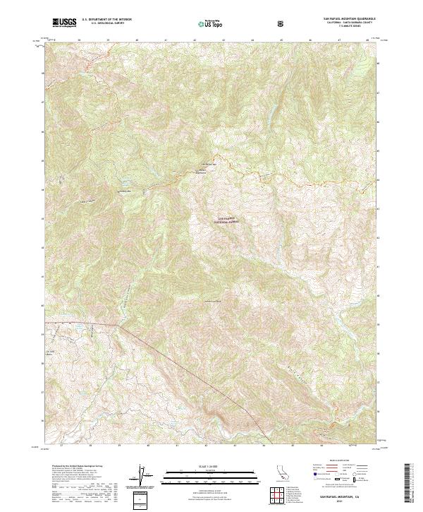 US Topo 7.5-minute map for San Rafael Mountain CA