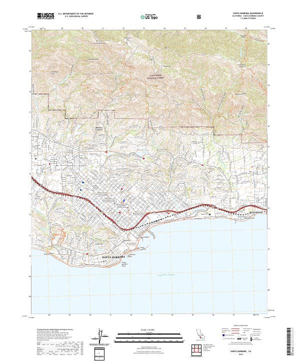US Topo 7.5-minute map for Santa Barbara CA