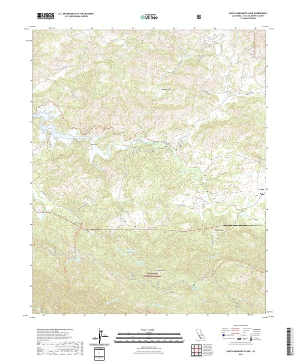 US Topo 7.5-minute map for Santa Margarita Lake CA