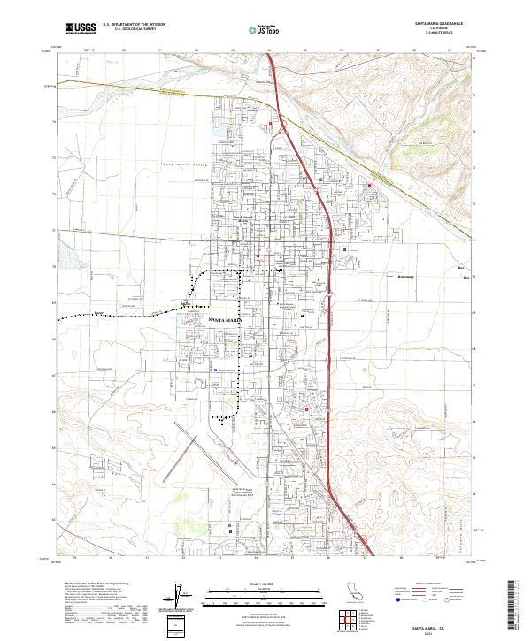 US Topo 7.5-minute map for Santa Maria CA