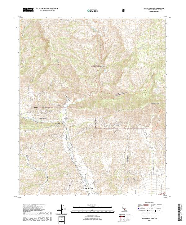 US Topo 7.5-minute map for Santa Paula Peak CA