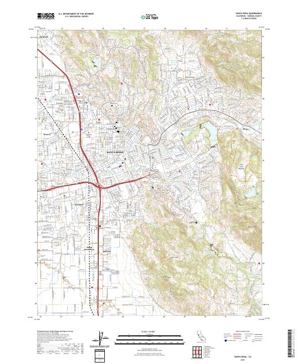 US Topo 7.5-minute map for Santa Rosa CA