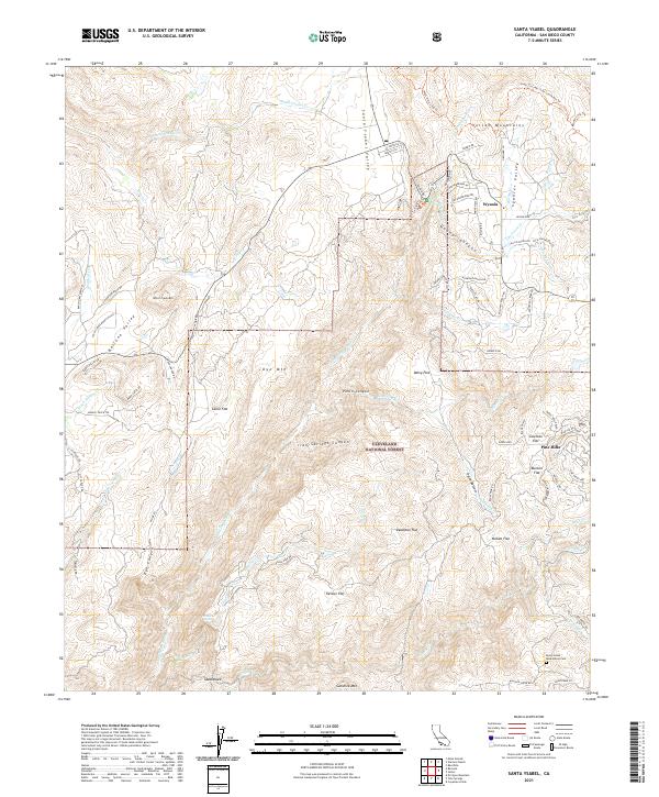 US Topo 7.5-minute map for Santa Ysabel CA