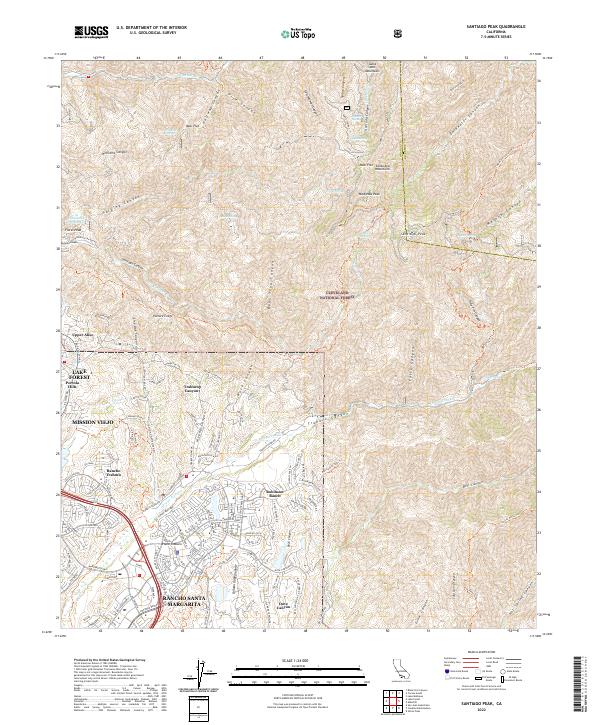 US Topo 7.5-minute map for Santiago Peak CA