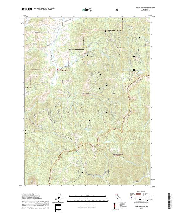 US Topo 7.5-minute map for Scott Mountain CA