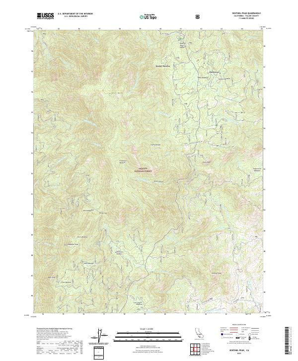 US Topo 7.5-minute map for Sentinel Peak CA