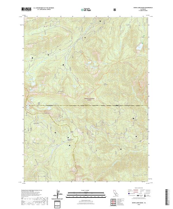 US Topo 7.5-minute map for Seven Lakes Basin CA