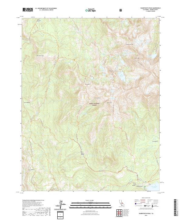 US Topo 7.5-minute map for Sharktooth Peak CA