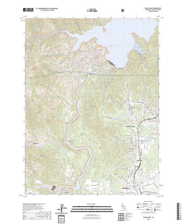 US Topo 7.5-minute map for Shasta Dam CA