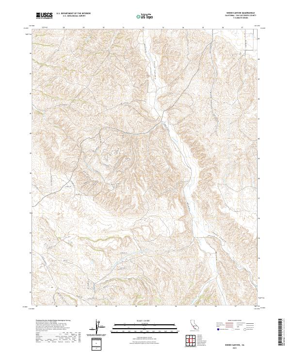 US Topo 7.5-minute map for Shedd Canyon CA