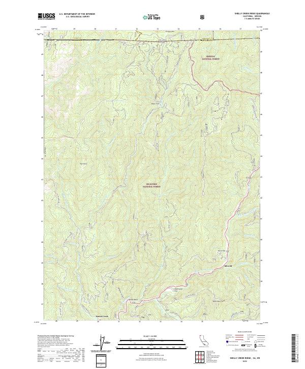 US Topo 7.5-minute map for Shelly Creek Ridge CAOR