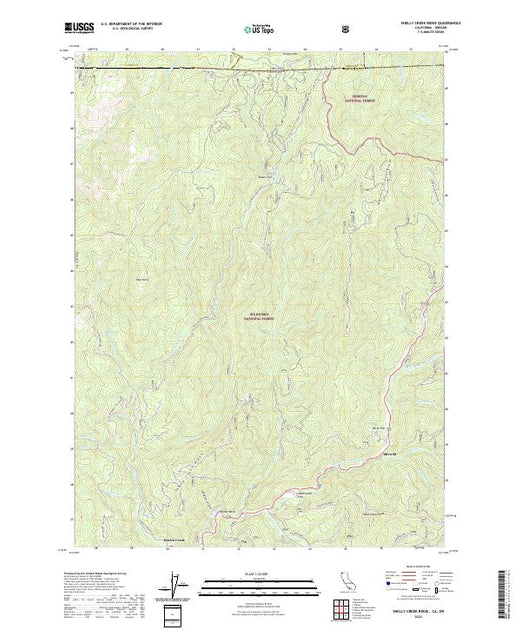 US Topo 7.5-minute map for Shelly Creek Ridge CAOR – American Map Store