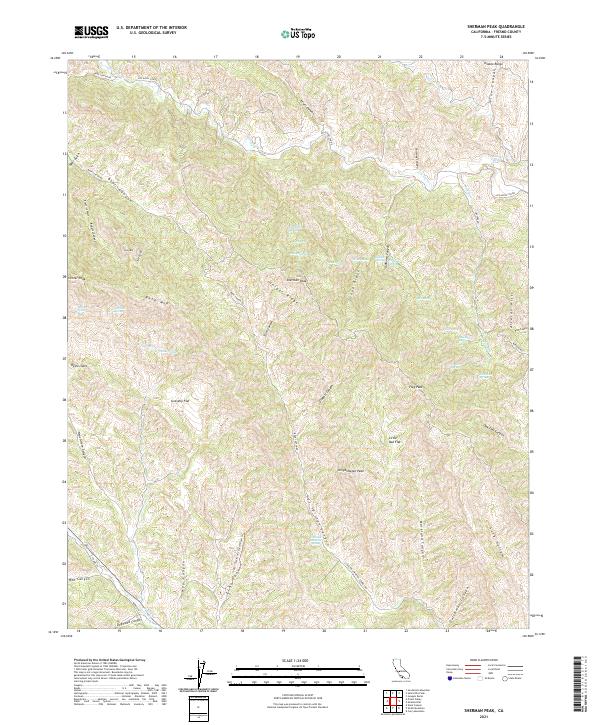 US Topo 7.5-minute map for Sherman Peak CA