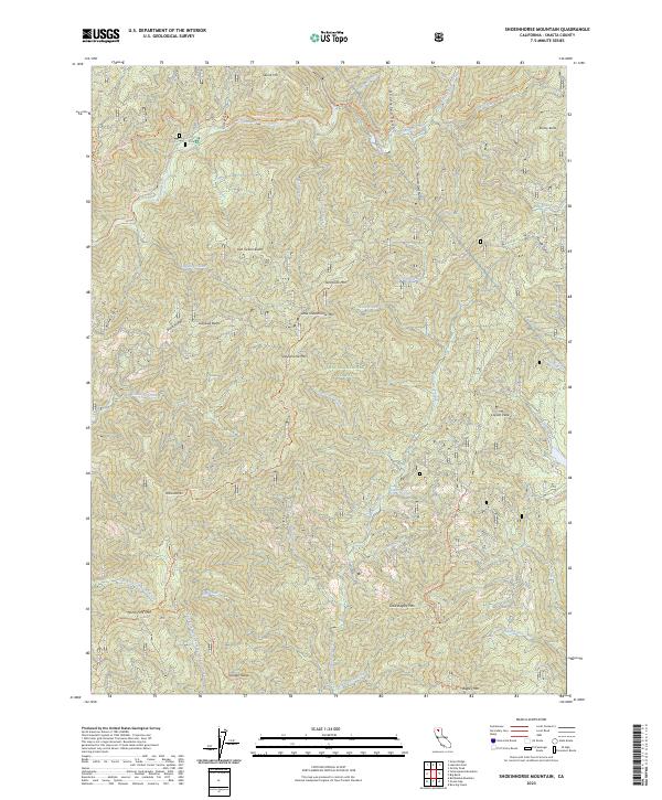 US Topo 7.5-minute map for Shoeinhorse Mountain CA