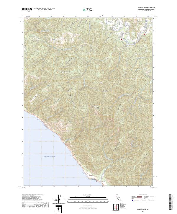 US Topo 7.5-minute map for Shubrick Peak CA