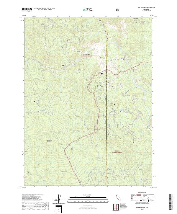 US Topo 7.5-minute map for Sims Mountain CA