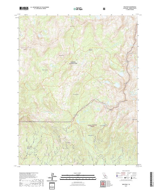 US Topo 7.5-minute map for Sing Peak CA