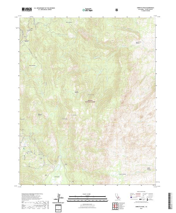 US Topo 7.5-minute map for Sirretta Peak CA