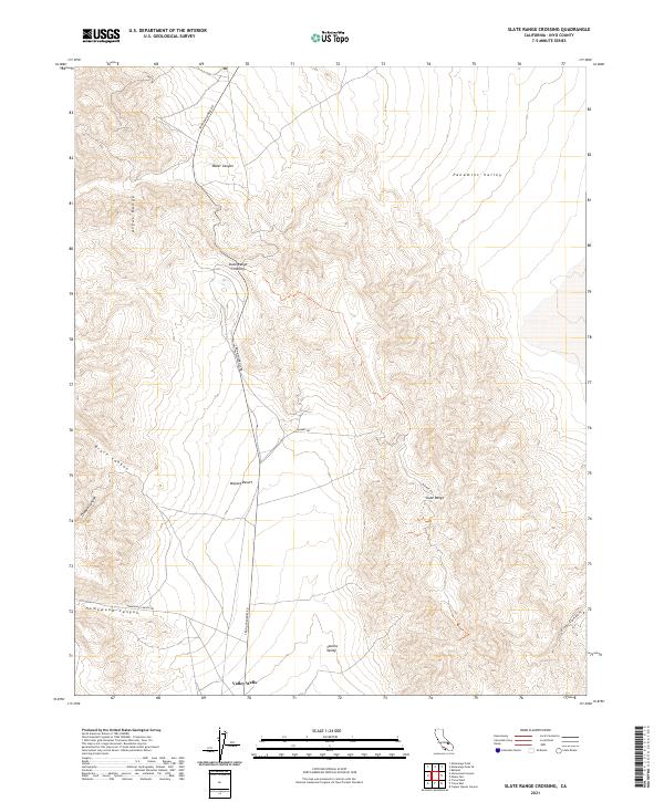 US Topo 7.5-minute map for Slate Range Crossing CA