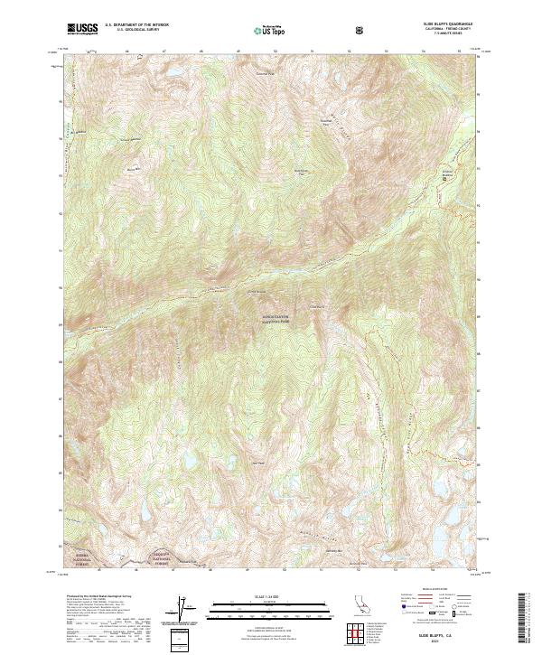 US Topo 7.5-minute map for Slide Bluffs CA