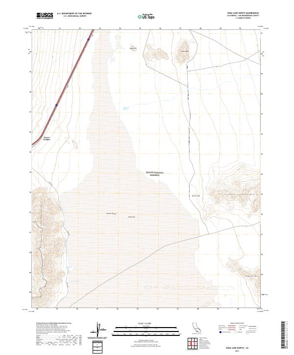 US Topo 7.5-minute map for Soda Lake North CA