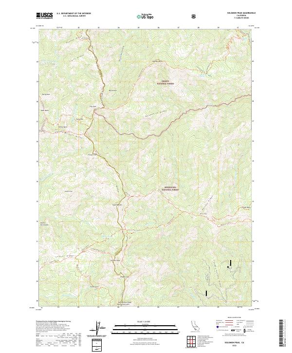 US Topo 7.5-minute map for Solomon Peak CA