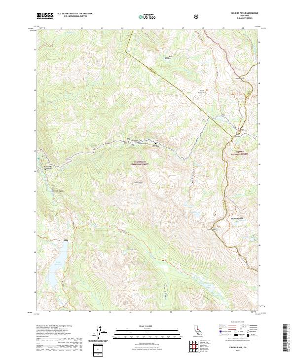 US Topo 7.5-minute map for Sonora Pass CA