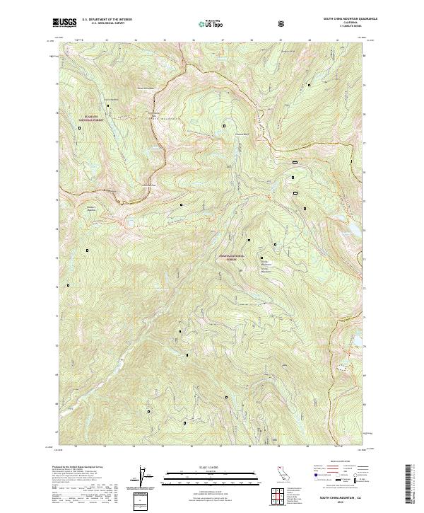 US Topo 7.5-minute map for South China Mountain CA