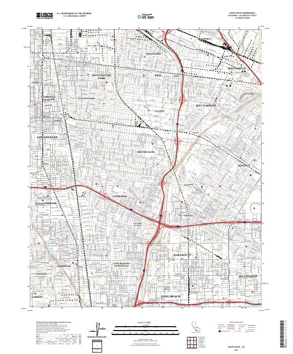 US Topo 7.5-minute map for South Gate CA