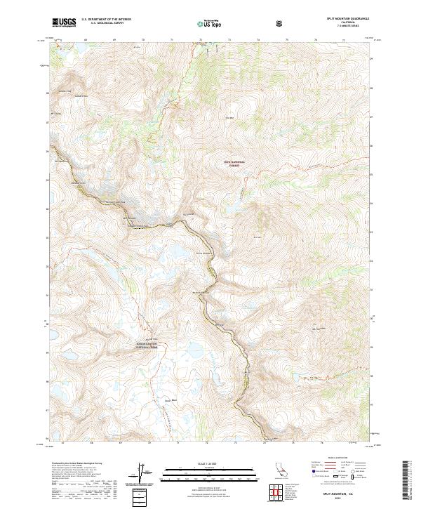 US Topo 7.5-minute map for Split Mountain CA