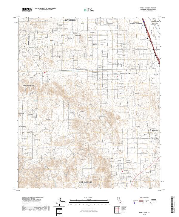 US Topo 7.5-minute map for Steele Peak CA
