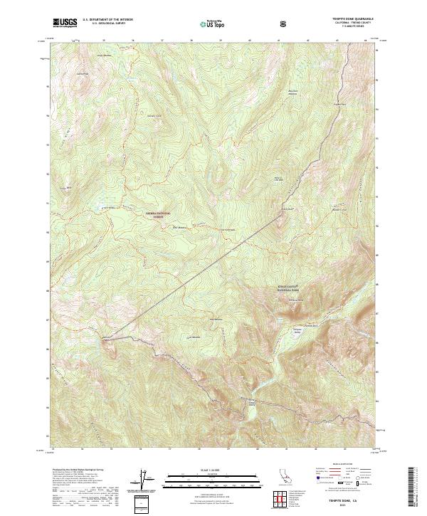 US Topo 7.5-minute map for Tehipite Dome CA