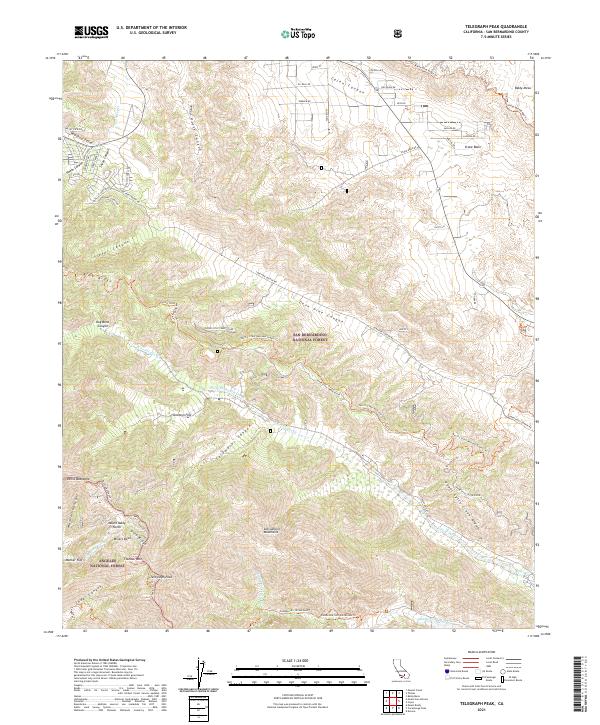 US Topo 7.5-minute map for Telegraph Peak CA