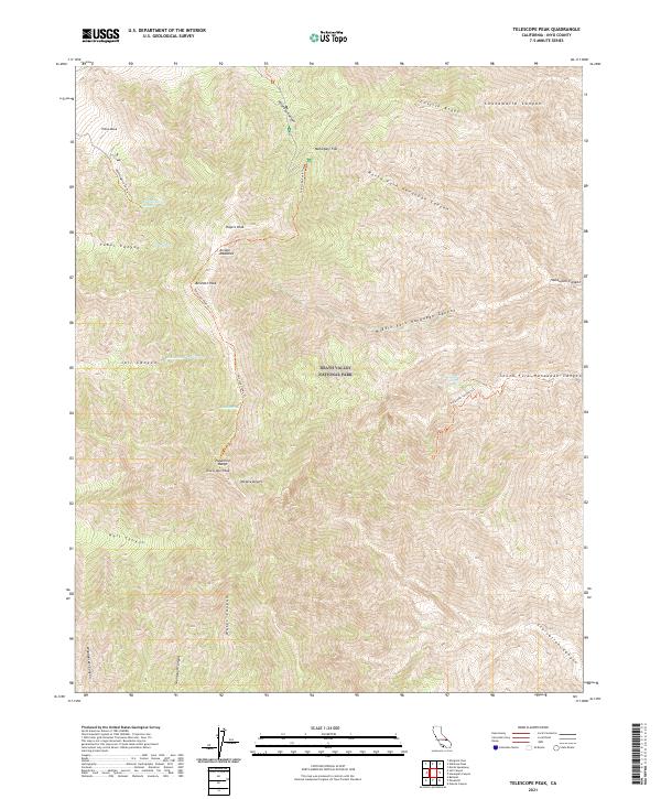 US Topo 7.5-minute map for Telescope Peak CA