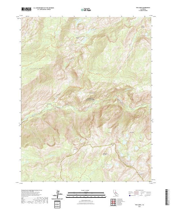 US Topo 7.5-minute map for Ten Lakes CA