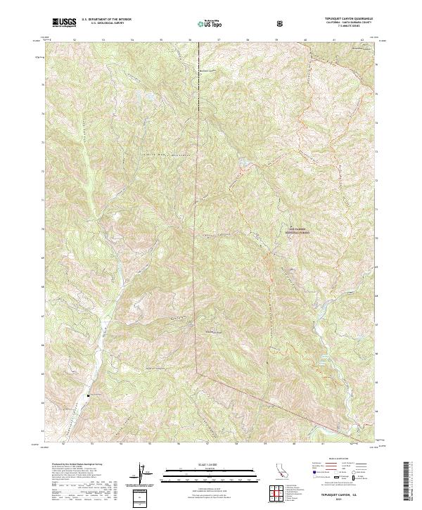 US Topo 7.5-minute map for Tepusquet Canyon CA