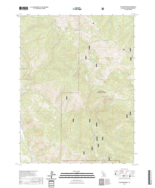US Topo 7.5-minute map for Thatcher Ridge CA