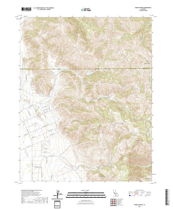 US Topo 7.5-minute map for Three Sisters CA