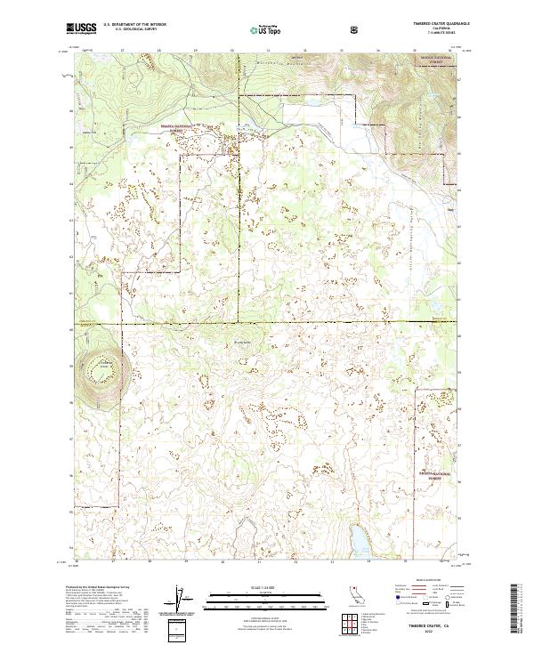 US Topo 7.5-minute map for Timbered Crater CA