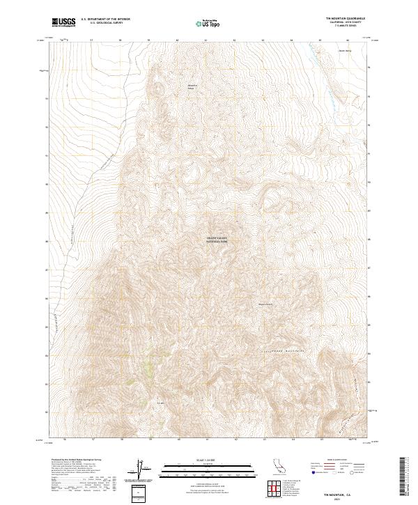 US Topo 7.5-minute map for Tin Mountain CA