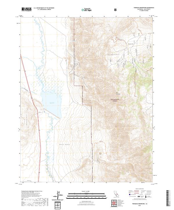 US Topo 7.5-minute map for Tinemaha Reservoir CA