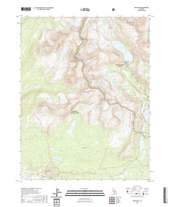 US Topo 7.5-minute map for Tioga Pass CA