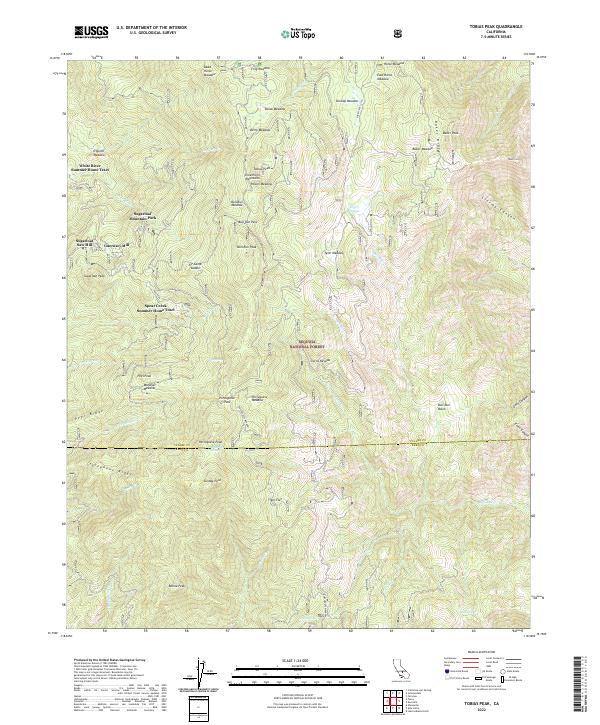 US Topo 7.5-minute map for Tobias Peak CA
