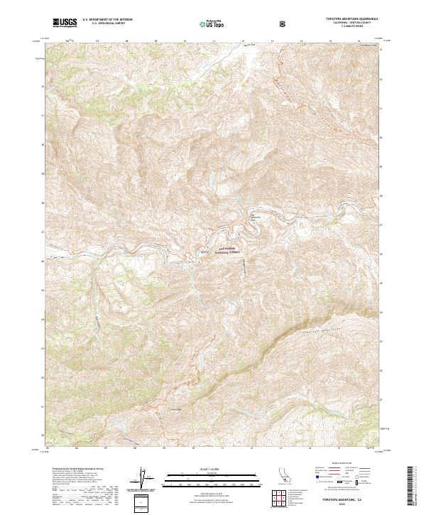 US Topo 7.5-minute map for Topatopa Mountains CA